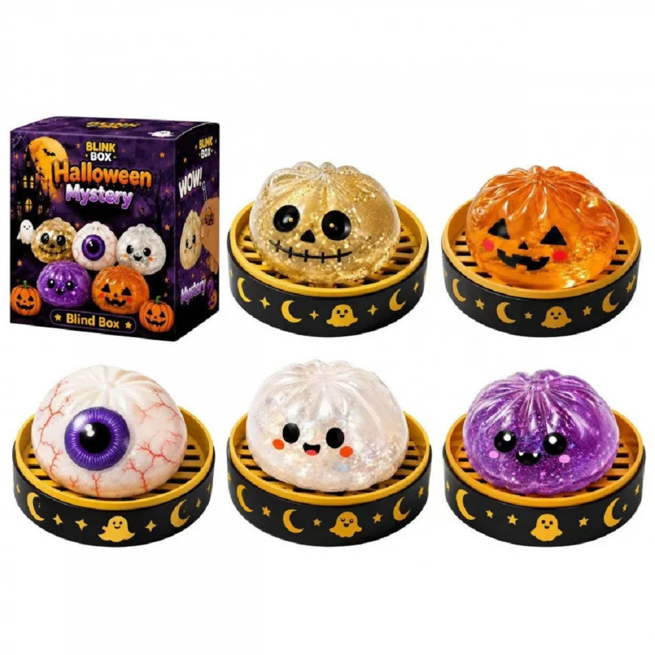 Halloween Theme Blind Box Dumpling Squishy Stress Ball Soft Pinch ASMR Sensory Stress Relief Toys Squeeze Release Anxiety Gift